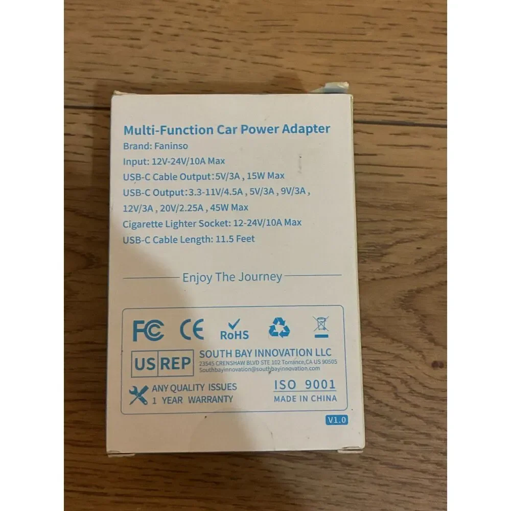 Faninso C35 Car Power Adapter 45W Fast Charge USB-C 11.5FT Cable (2 Available)